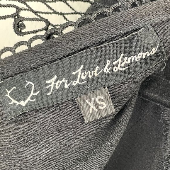 FOR LOVE & LEMONS Womens XS Black Crochet Bell Sleeve Tunic Top Witchy Vamp Goth - Picture 8 of 11